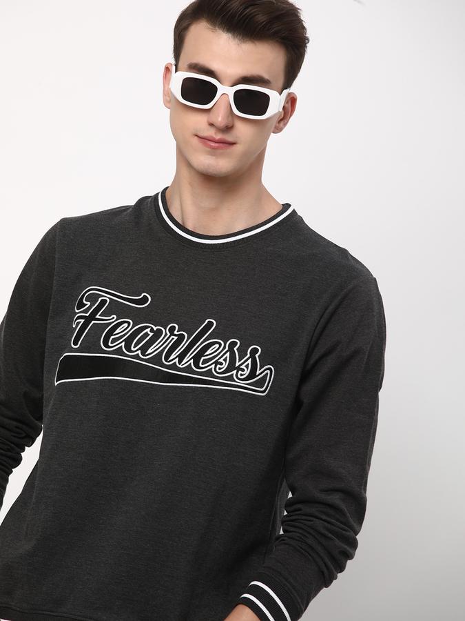 Men Cotton Regular Fit Crew Neck Graphic Sweatshirt