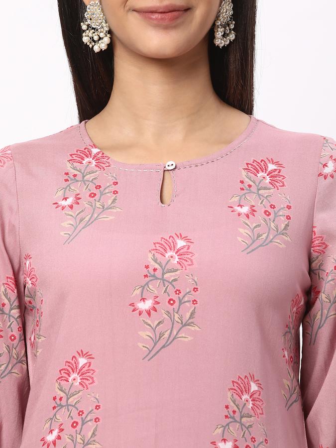 Women Floral Print No Darts Straight Kurta image number 3