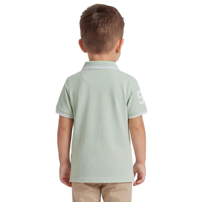 R&B Boy Green Cotton Printed Polo Collar T-Shirt