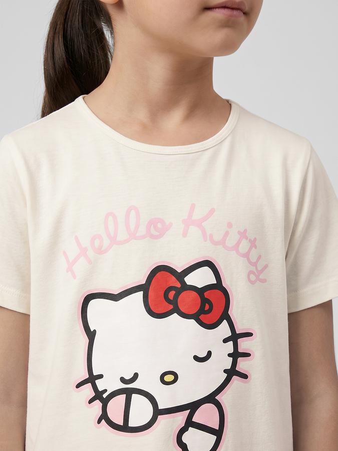 R&B Cream Printed Short Sleeves Round Neck Maxi Girls T-shirt Nightdress