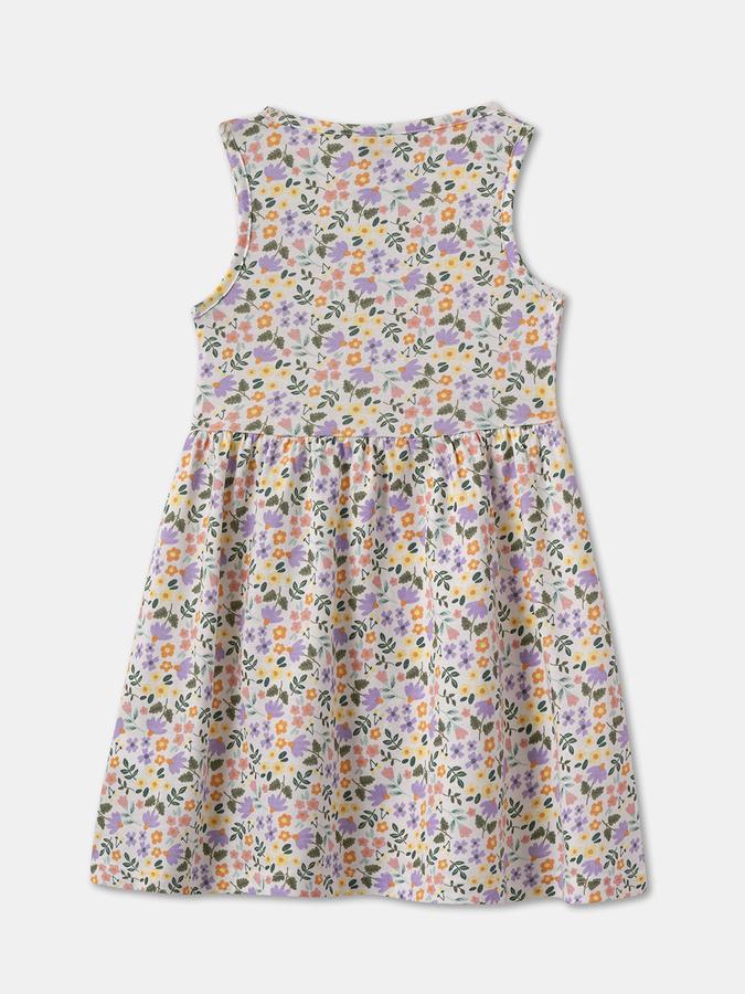Girls Floral Print A-Line Dress image number 1