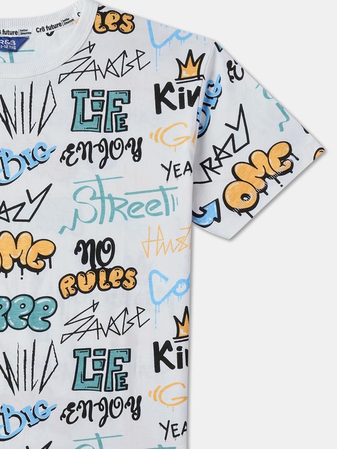 Boys Typographic Print Crew-Neck T-Shirt image number 2