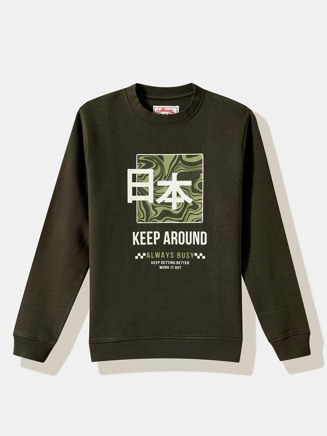 Boys Cotton Blend Relaxed Fit Crew Neck Graphic Sweatshirt