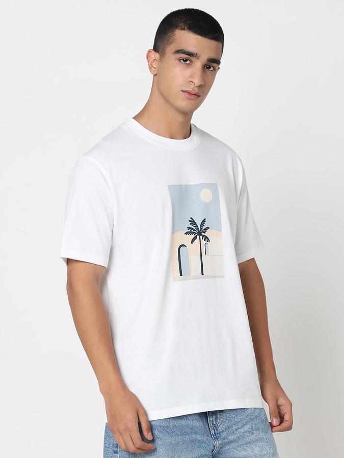 Men Cotton Relaxed Fit Crew Neck Graphic T-shirt