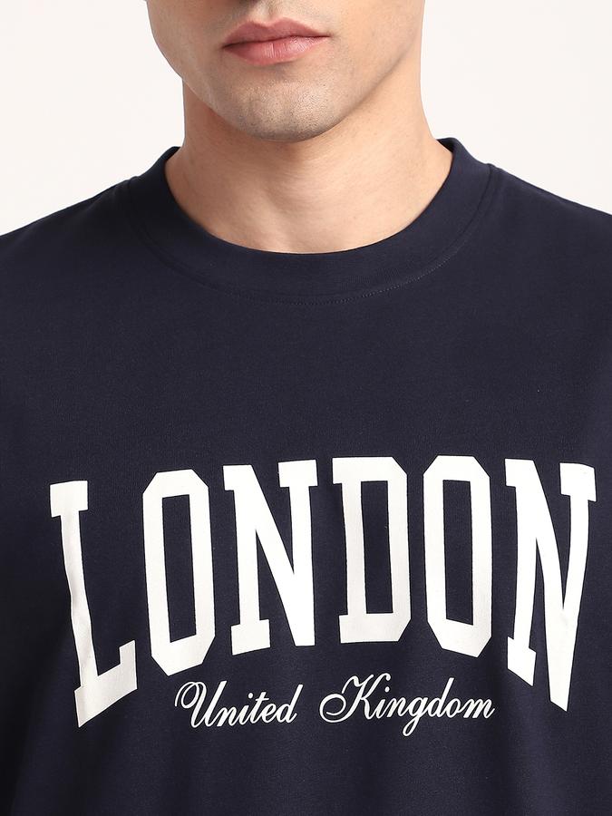 Men Cotton Relaxed Fit Crew Neck Graphic T-shirt