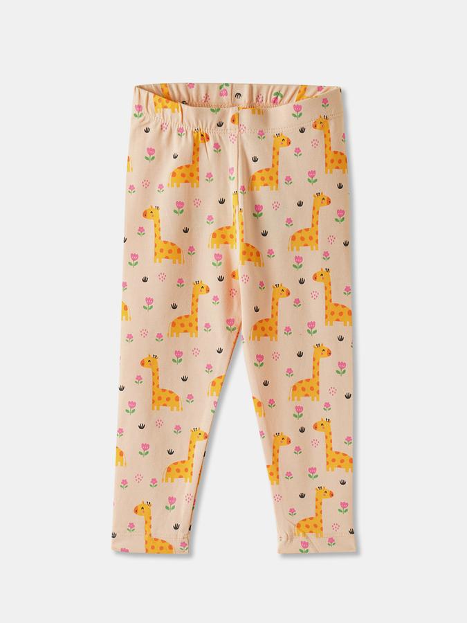 Girls Cotton Skinny Fit Elastic Waist Printed Leggings