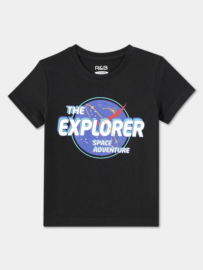 Boys Graphic Print Relaxed Fit Round-Neck T-Shirt