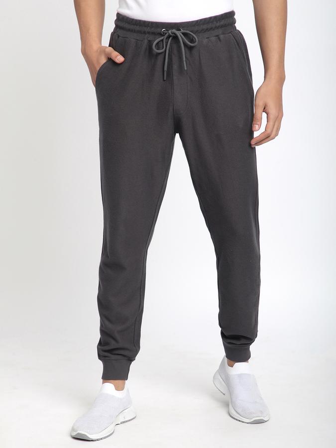 Men Cotton Regular Fit Drawstring Waist Cuffed Hem Trackpants