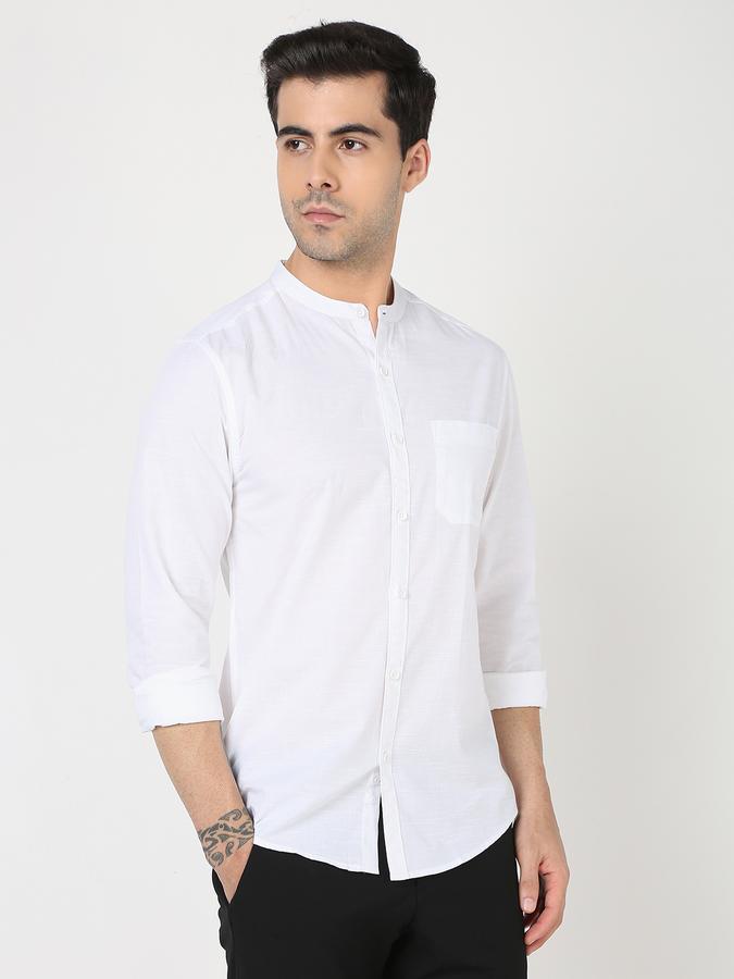 Men Regular Fit Shirt with Mandarin Collar image number 2