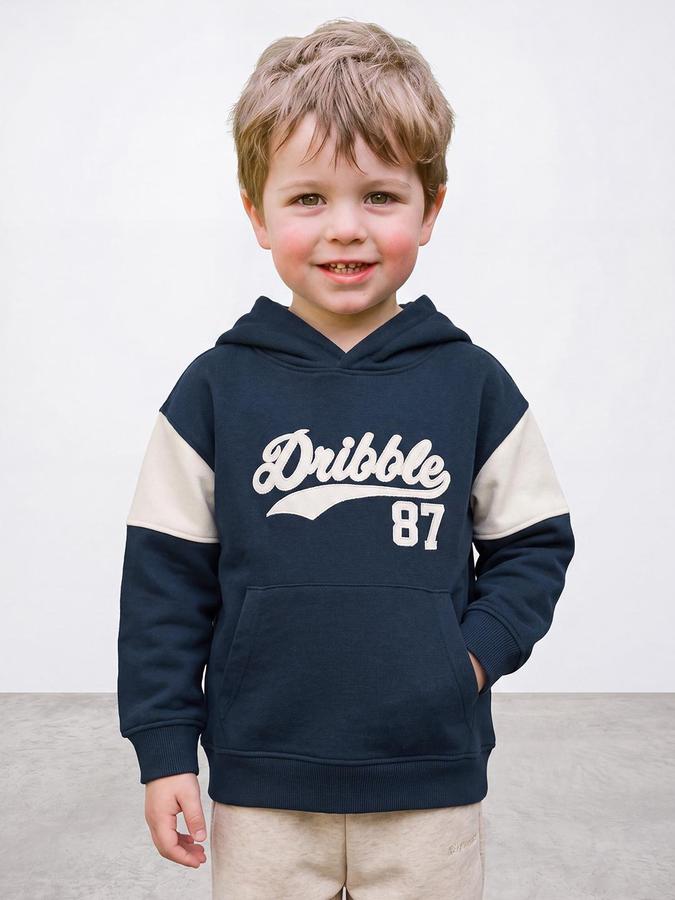 R&B Boys Green Typography Print Hooded Long Sleeves Sweatshirt
