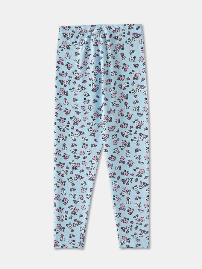 Girls Floral Print Full Length Mid Rise Legging
