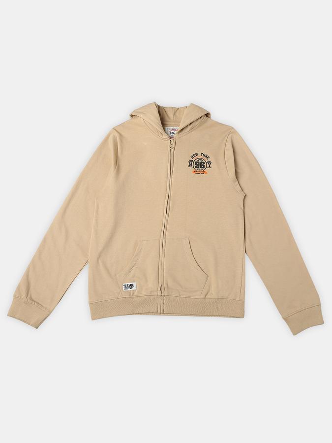 Boys Cotton Hooded Zip Up Graphic Jacket