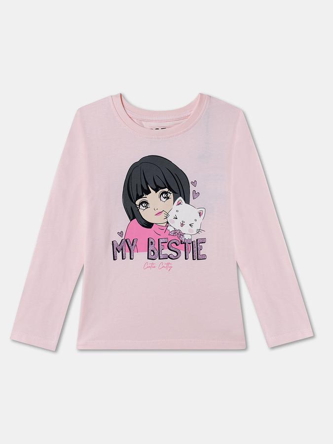 Girls Graphic Print Pure Cotton Regular T Shirt image number 0