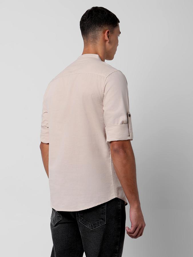 Men Regular Fit Shirt with Band-Collar image number 3