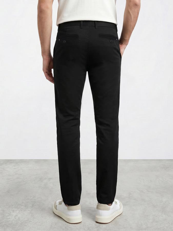 R&B Men's Black Slim Fit Trousers