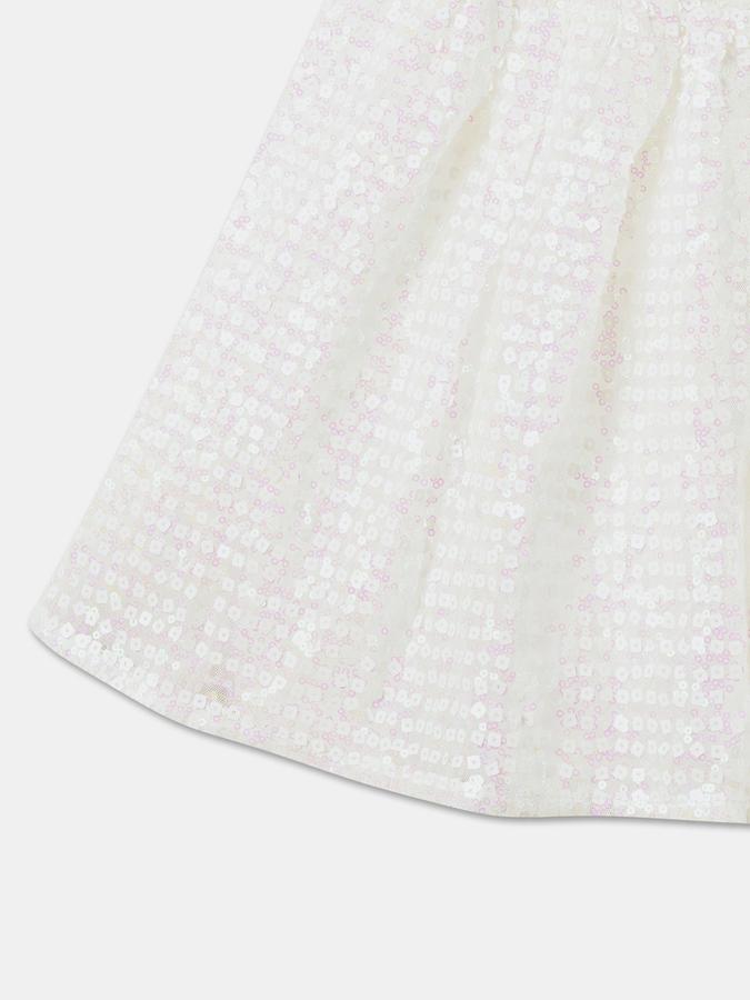 Girls Polyester Fit And Flare Round Neck Sequined Dress