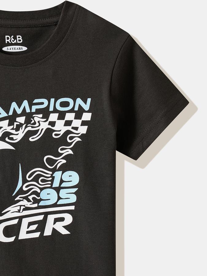 Boys Cotton Regular Fit Crew Neck Graphic T-shirt