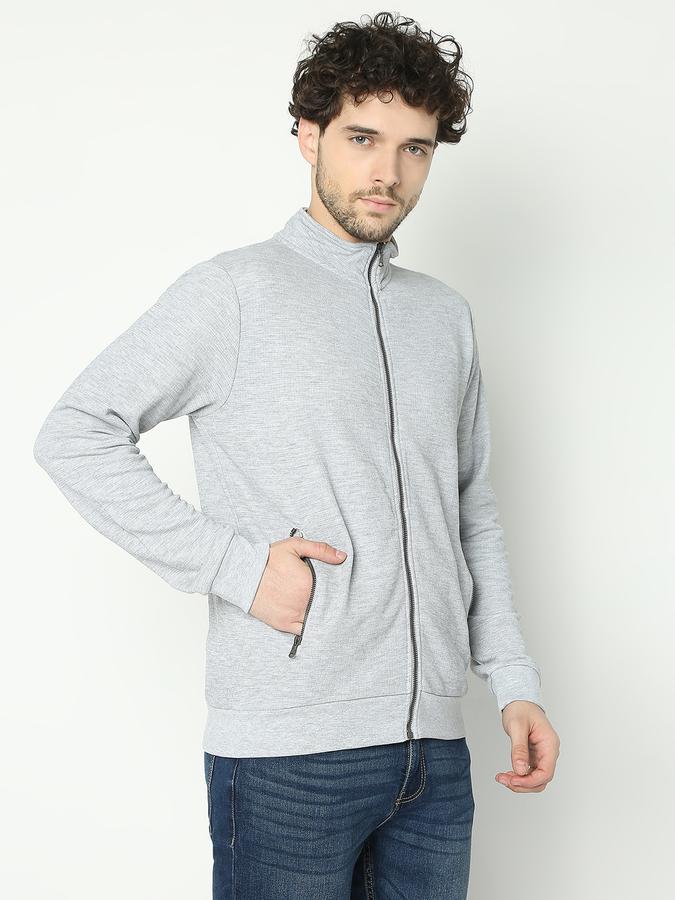 Men Cotton Blend Regular Fit Mock Neck Heathered Sweater