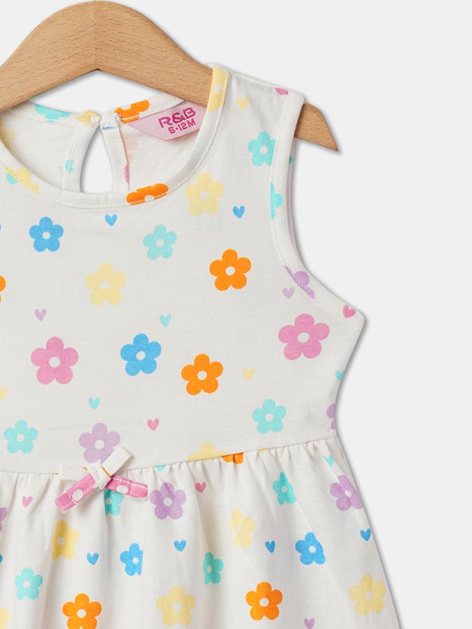 Girls Floral Print A-Line Dress image number 2