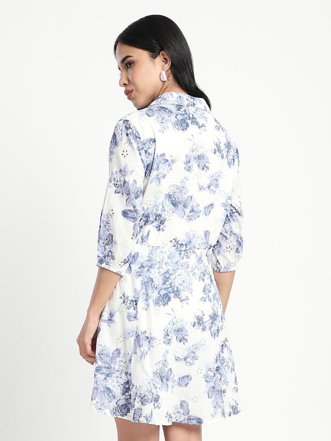 Women Cotton Blend A-Line Above Knee Floral Dress