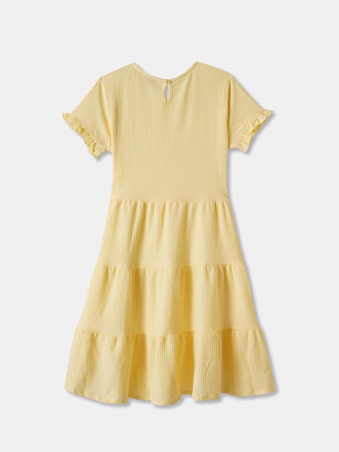 Girls Polyester A-Line Round Neck Tiered Dress