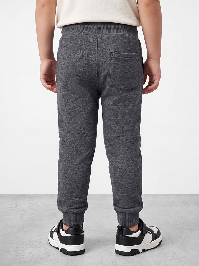 R&B Boys Charcoal Printed Pure Cotton Mid Rise Joggers