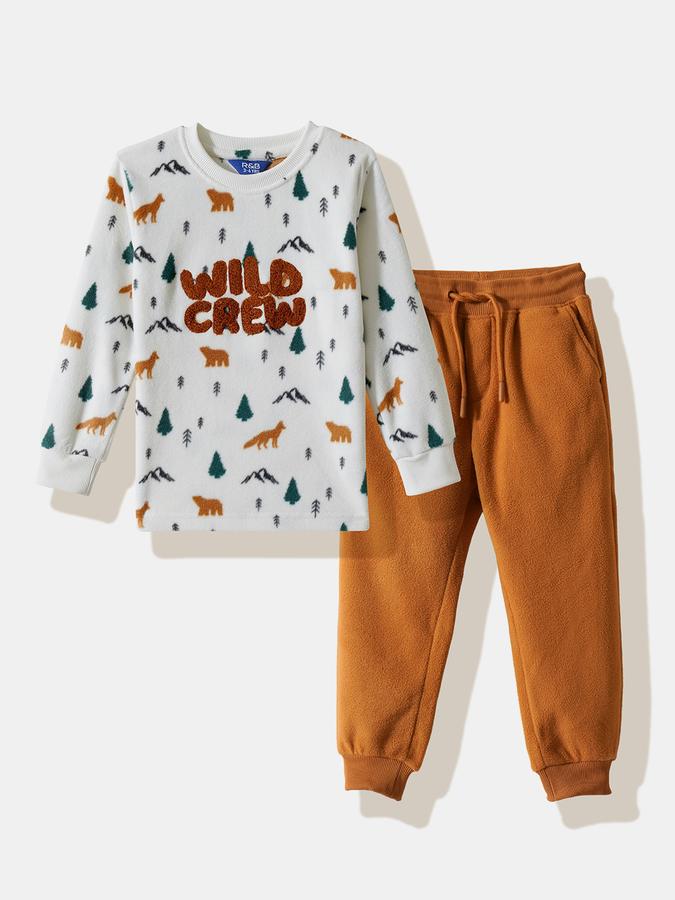 Boys Fleece Relaxed Fit Crew Neck Graphic Sleepwear Set