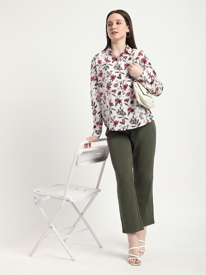 R&B Women White Floral Print Shirt