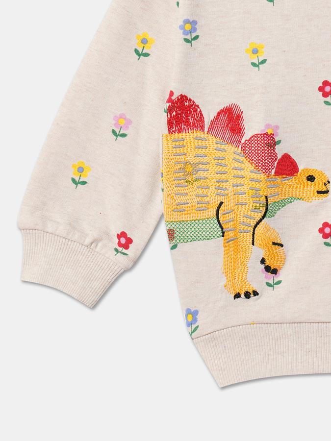 Girls Cotton Regular Fit Crew Neck Applique Sweatshirt