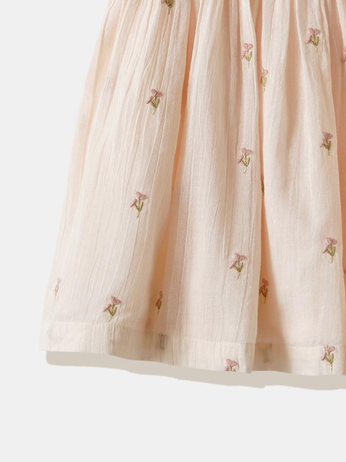 Girls Cotton A-Line Round Neck Ruffled Dress