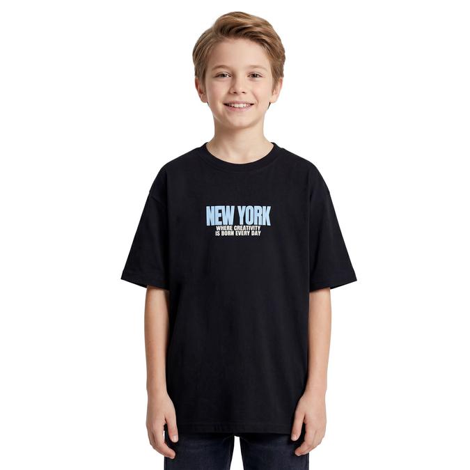 R&B Boy Black Cotton Printed Round Neck T-Shirt