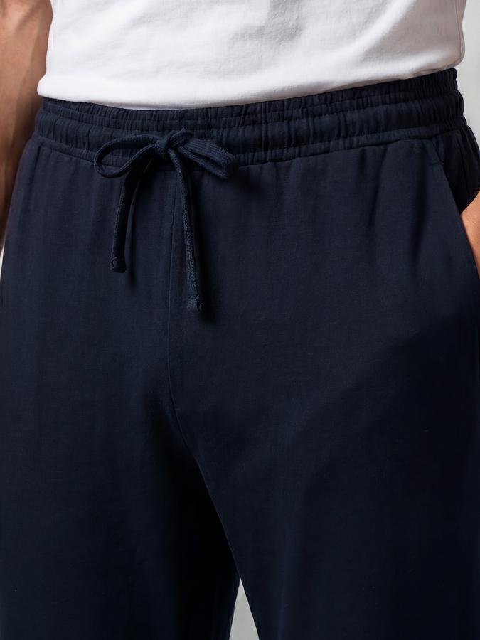 R&B Navy Blue Solid Men Mid-Rise Regular Fit Track Pant