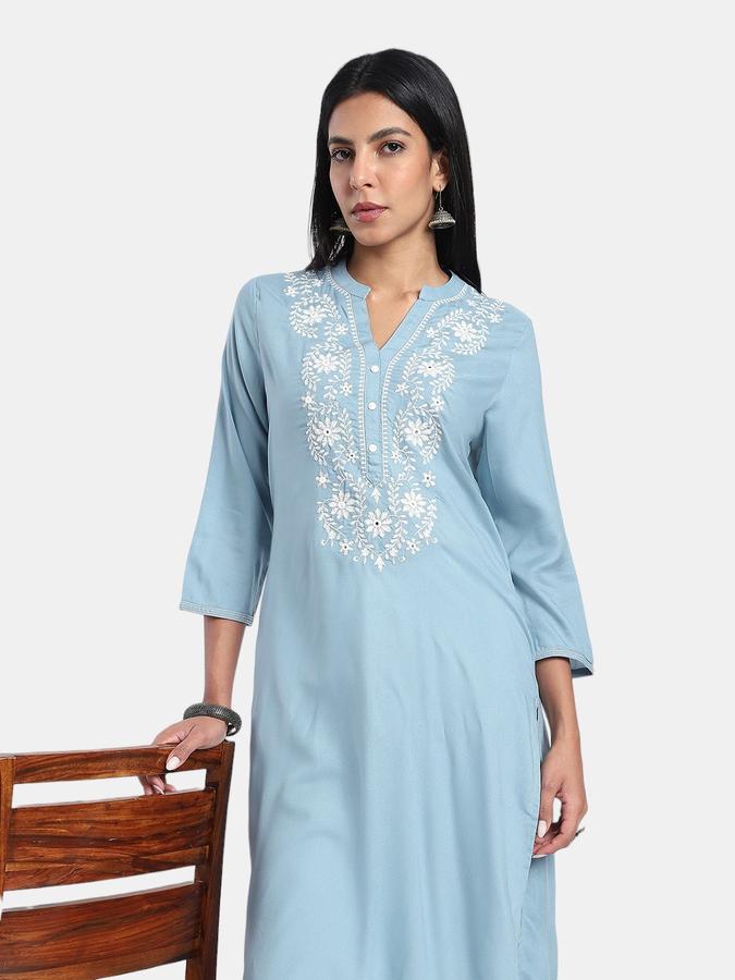R&B Grey Regular Fit Solid Women Kurta