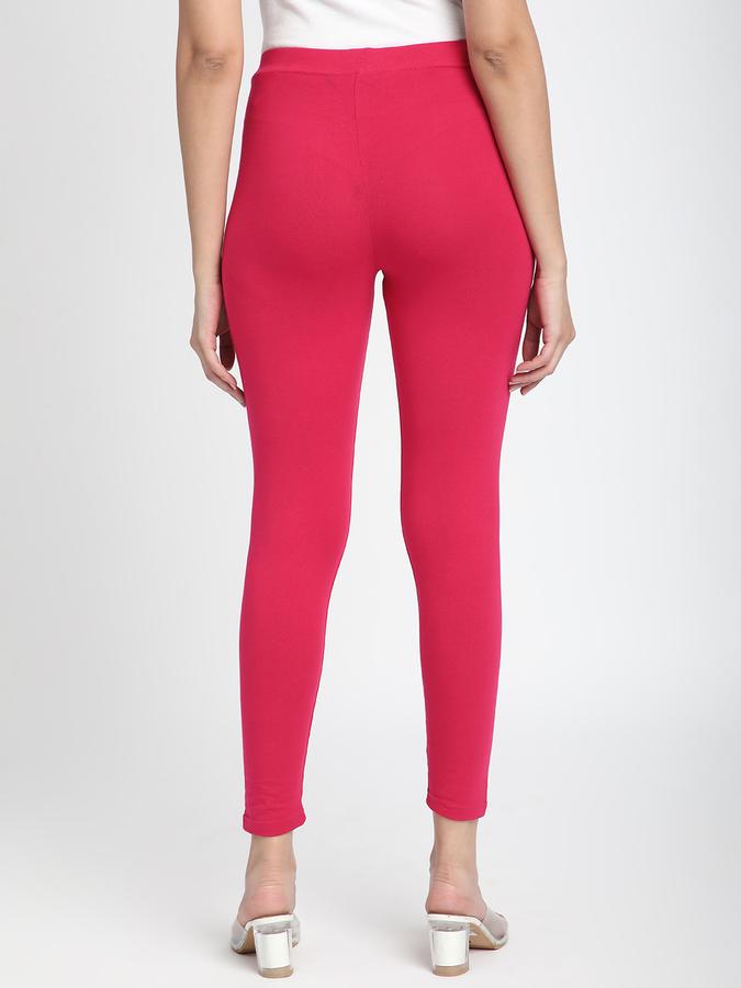 Women Cotton Lycra Elasticated Waist Full Length Solid Leggings