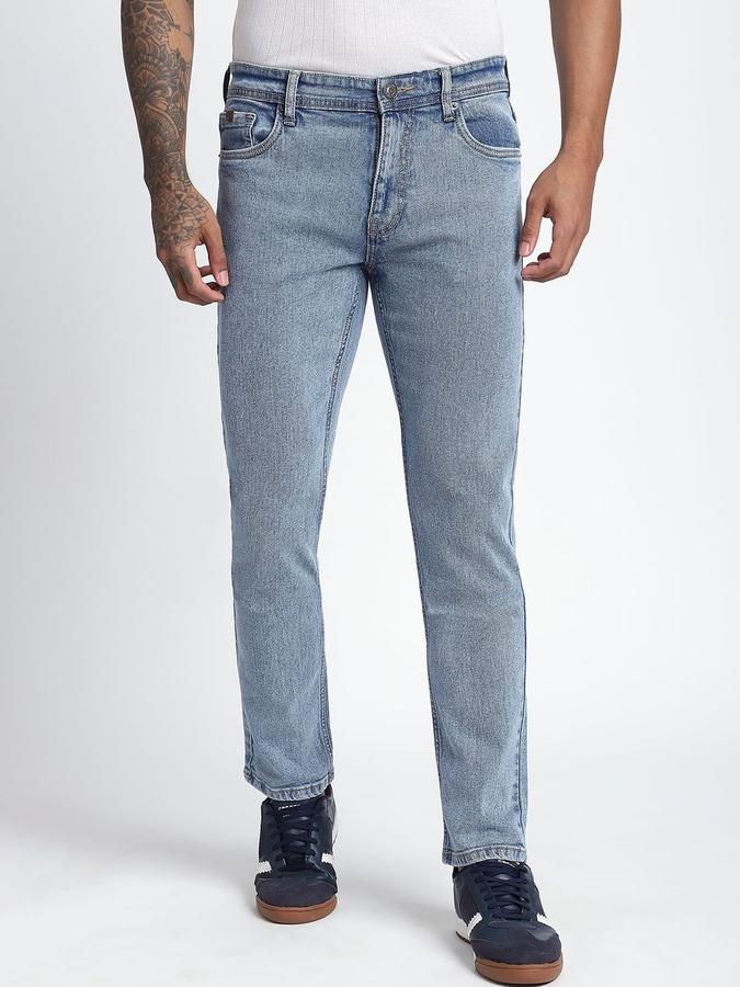 R&B Men Sky Blue Slim Fit Mid-Rise Jeans