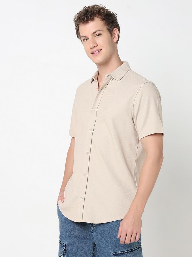 R&B MEN'S YOUNG Short Sleeve KNIT TEXTURE SHIRT image number 2