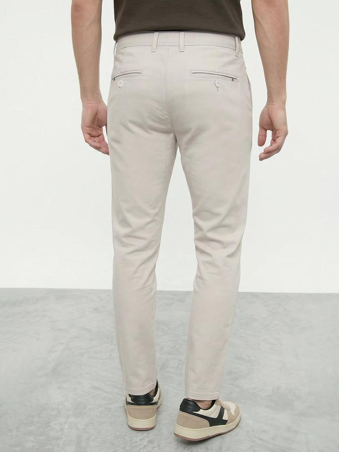 R&B Men's Ivory Slim Fit Trousers