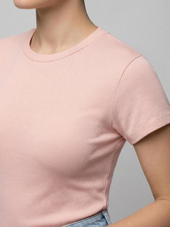 R&B Pink Solid Women Fitted Top 