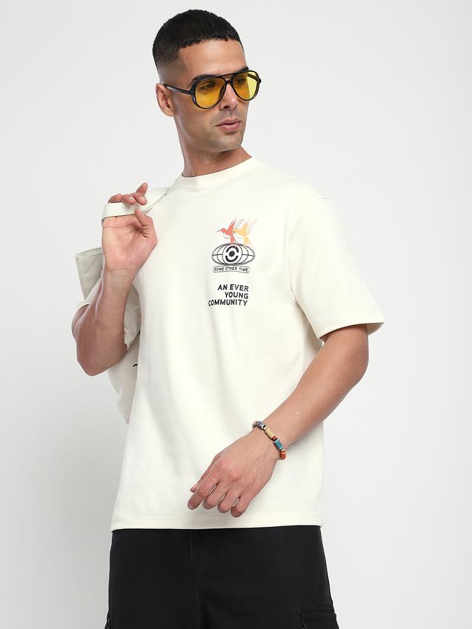 R&B Men's Ivory Printed T-Shirt