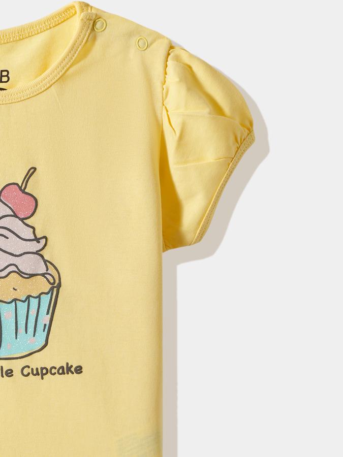 Girls Cotton Regular Fit Crew Neck Graphic T-shirt