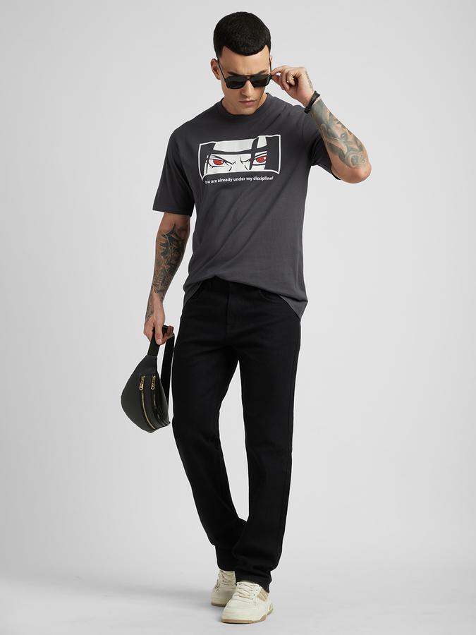 Men Cotton Relaxed Fit Crew Neck Graphic T-shirt