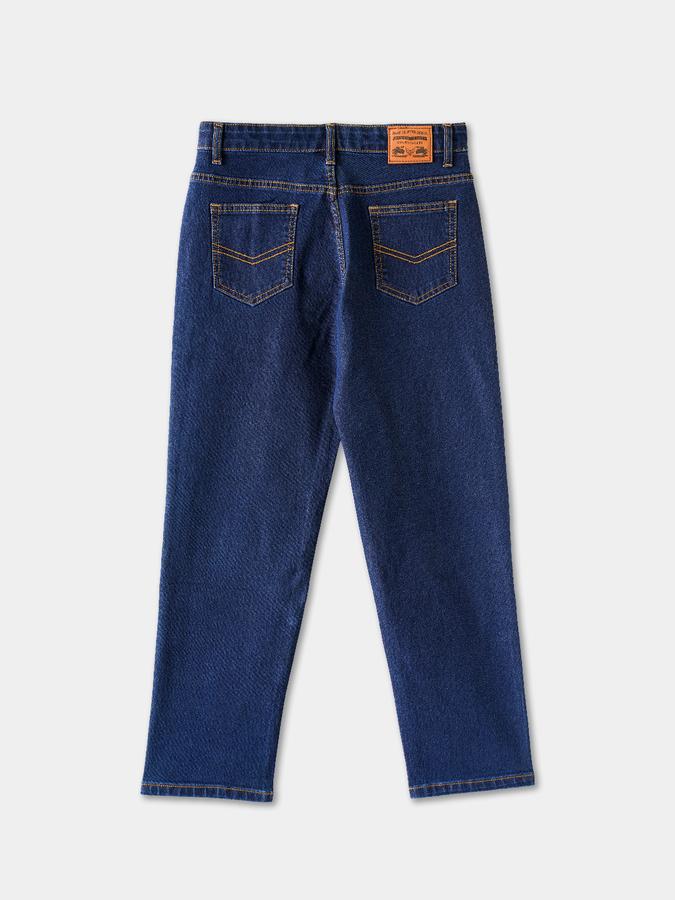 Boys Cotton Regular Fit Button Waist Clean Hem Jeans