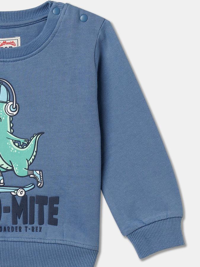 R&B Boys' Blue Printed Sweatshirt