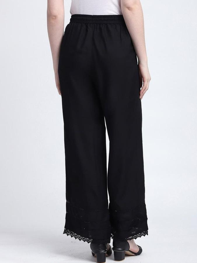 R&B Women Black Solid Relaxed Fit Pants