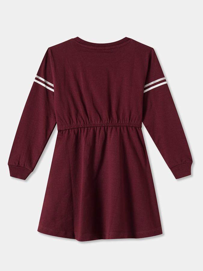 Girls Cotton A-Line Round Neck Printed Dress