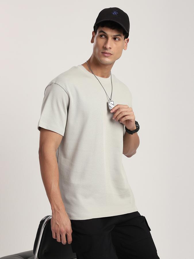 Men Cotton Loose Fit Crew Neck Ribbed T-shirt