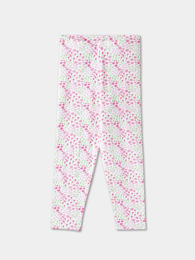 Girls Cotton Blend Skinny Fit Elastic Waist Printed Leggings