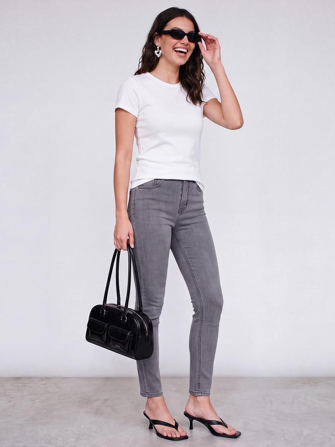 R&B Women Dark Grey High-Rise Denim Jeans