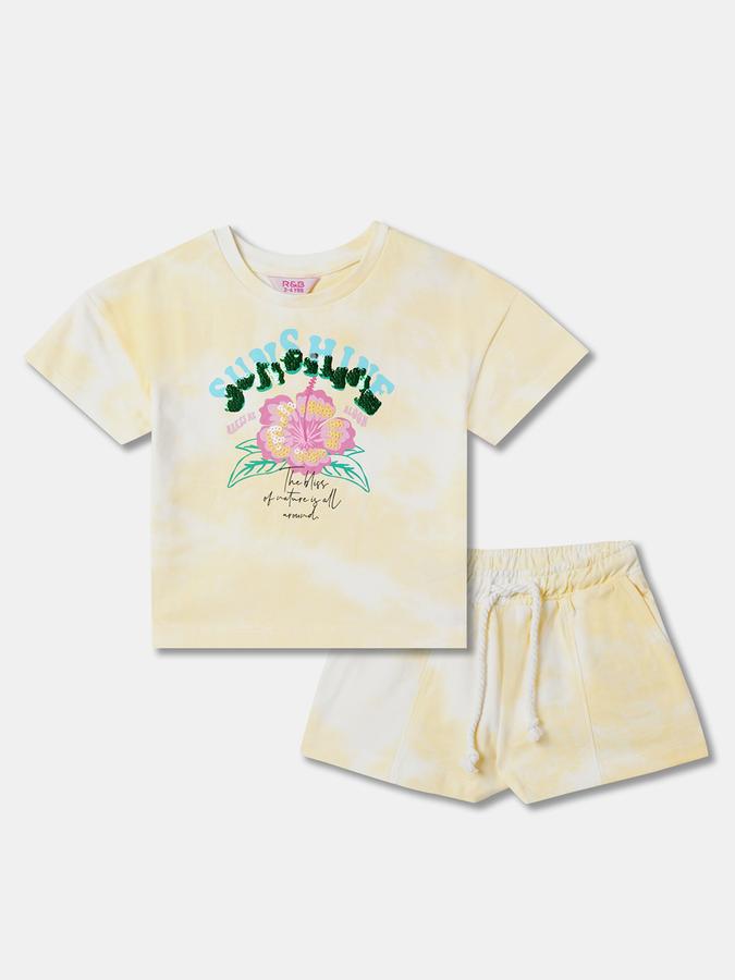 Girls Floral Print T-Shirt & Shorts Set