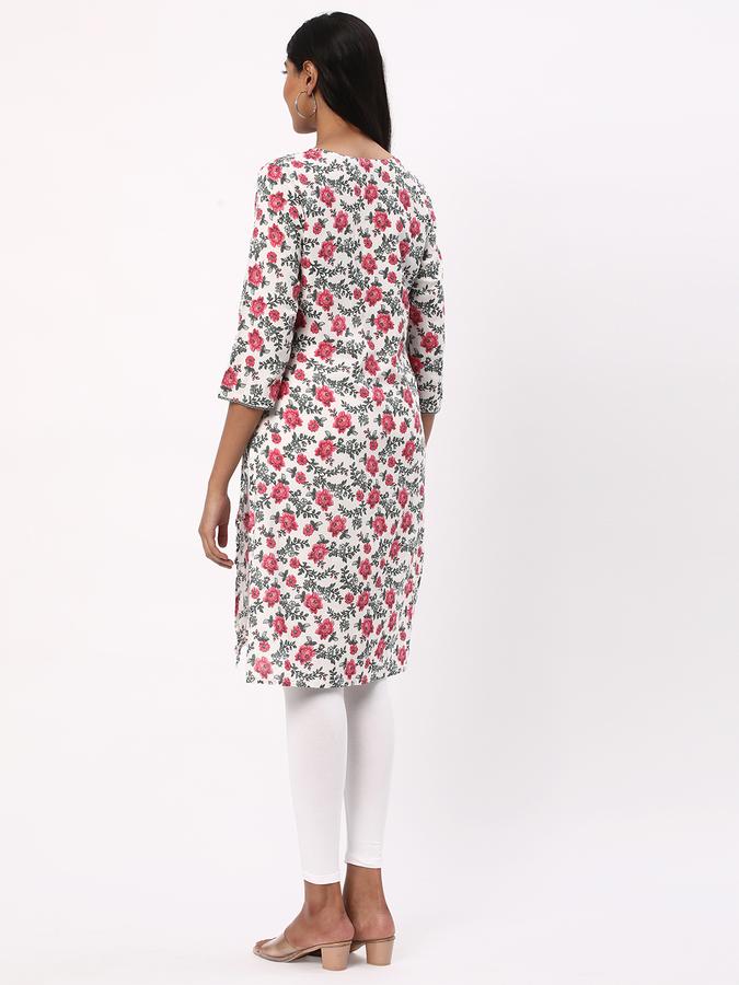Women Rayon Regular Fit Round Neck Printed Kurta